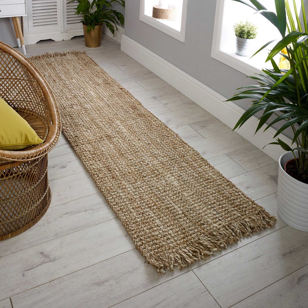 Lagos Jute Fringe Runner Rug in Gold